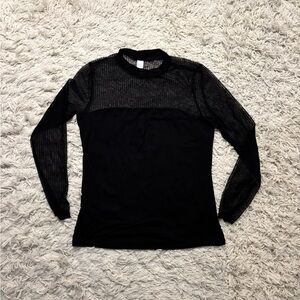 Black Sheer Long Sleeve Top Size XL